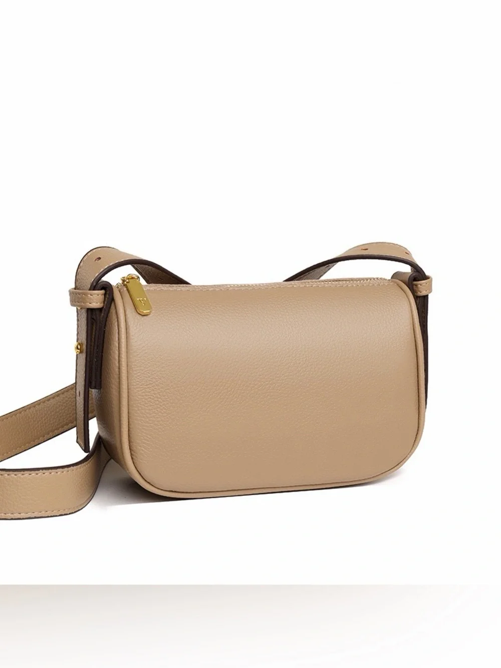 Genuine Leather Crossbody Bag in Khaki- Minimalist Women's Shoulder Bag